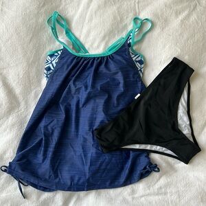 Tankini Swimsuit Strappy with Runched Sides Size XL NWOT